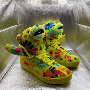 Size 6 Adidas Jeremy Scott Teddy Bear Mens Green Athletic Sneakers G61076